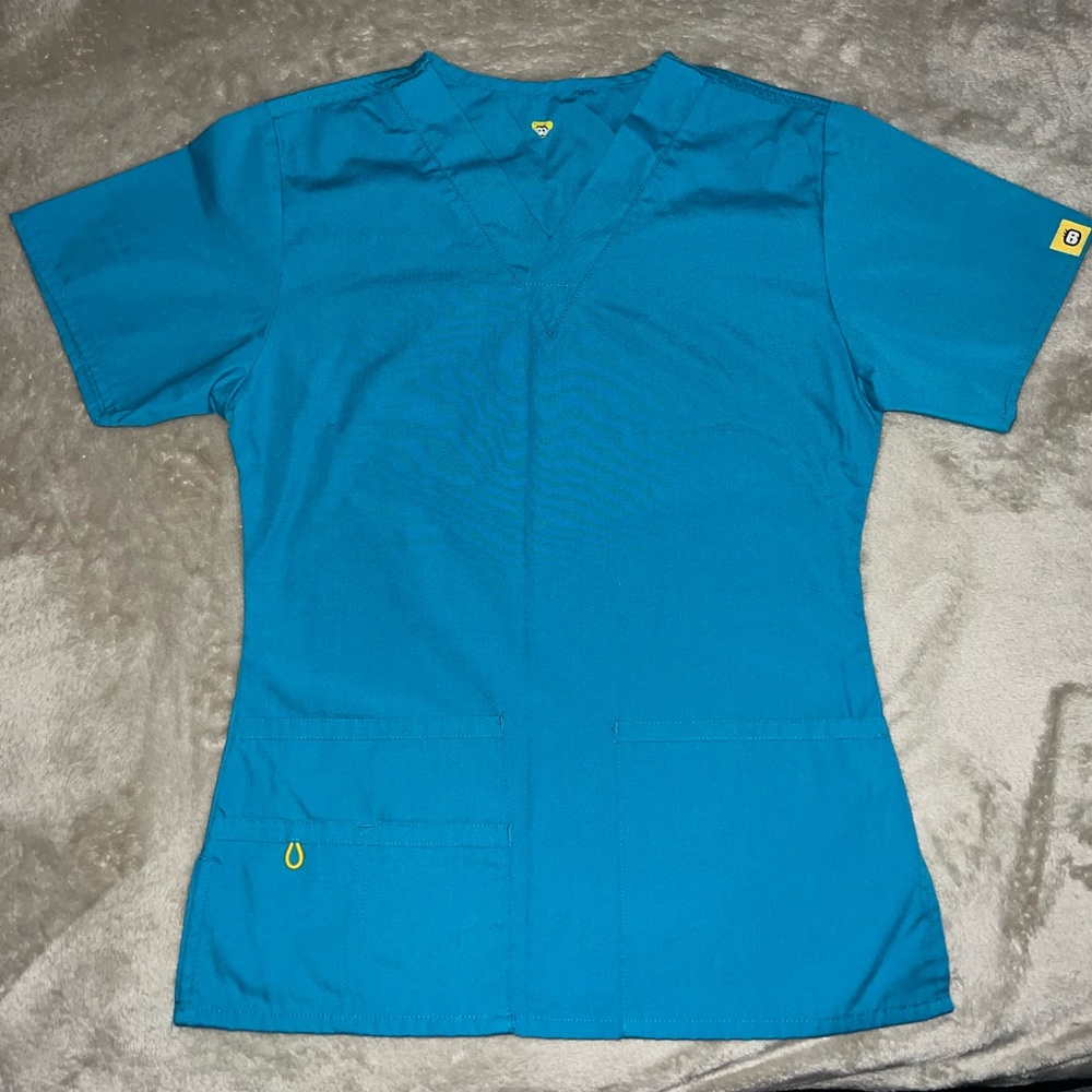 Teal Wink Scrub Top